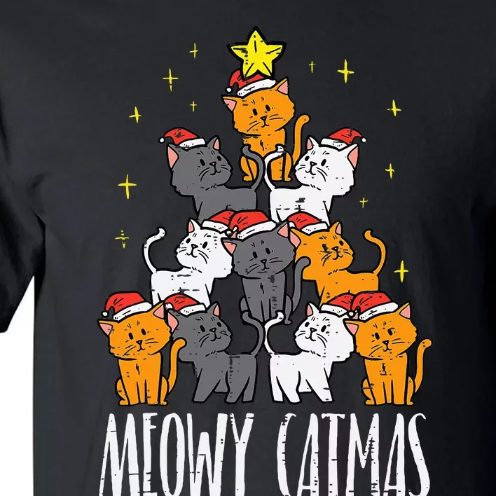 Meowy Catmas Cat Christmas Tree Xmas Tall T-Shirt