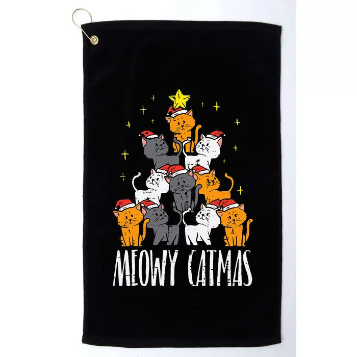 Meowy Catmas Cat Christmas Tree Xmas Platinum Collection Golf Towel