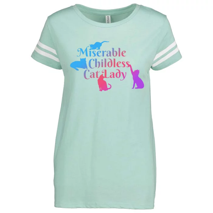 Miserable Childless Cat Lady Funny Apparel Enza Ladies Jersey Football T-Shirt