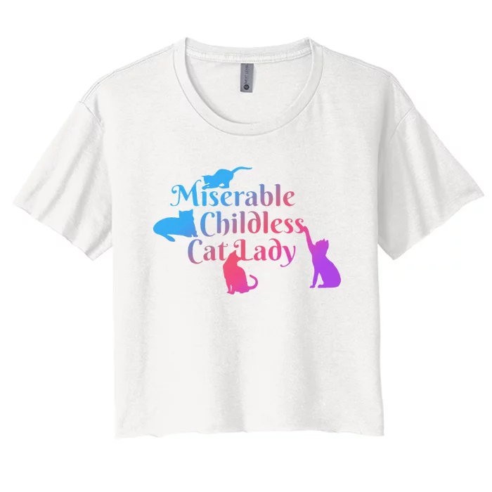 Miserable Childless Cat Lady Funny Apparel Women's Crop Top Tee