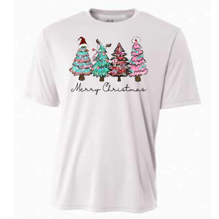 Merry Christmas Christmas Tree Cooling Performance Crew T-Shirt