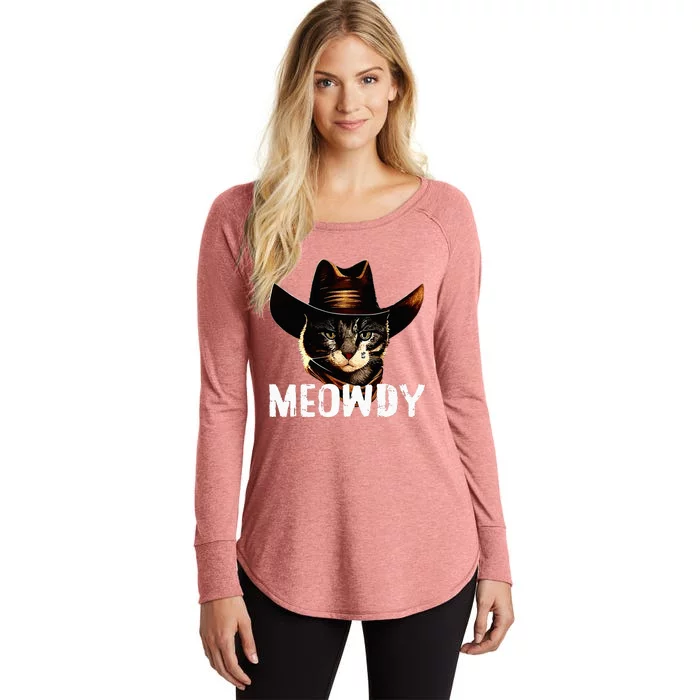 Meowdy Cat Cowboy Women's Perfect Tri Tunic Long Sleeve Shirt