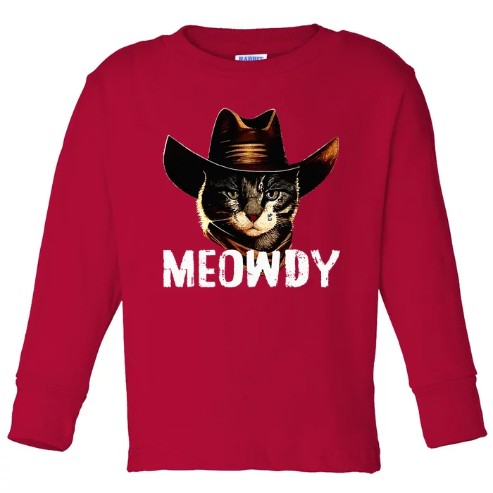 Meowdy Cat Cowboy Toddler Long Sleeve Shirt