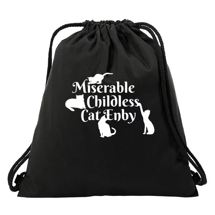 Miserable Childless Cat Enby Drawstring Bag