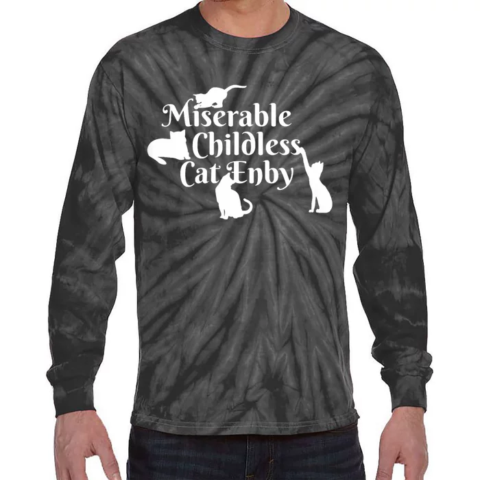 Miserable Childless Cat Enby Tie-Dye Long Sleeve Shirt