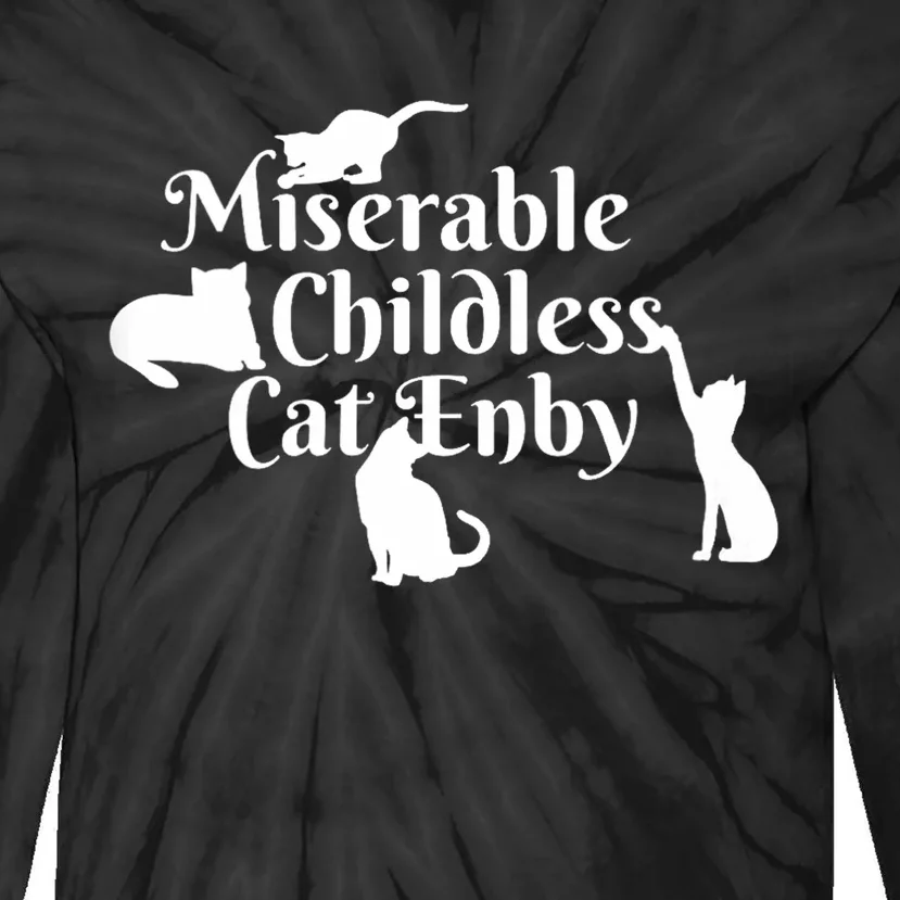 Miserable Childless Cat Enby Tie-Dye Long Sleeve Shirt