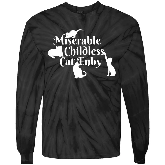 Miserable Childless Cat Enby Tie-Dye Long Sleeve Shirt