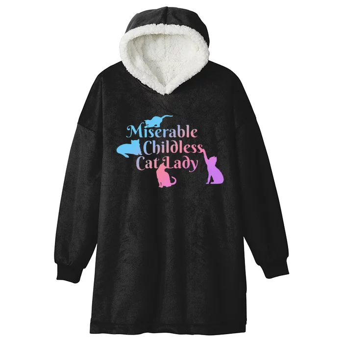 Miserable Childless Cat Lady Funny Hooded Wearable Blanket