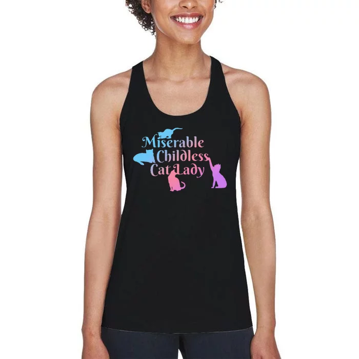 Miserable Childless Cat Lady Funny Women's Racerback Tank