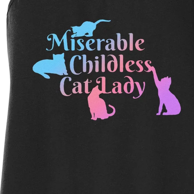 Miserable Childless Cat Lady Funny Women's Racerback Tank