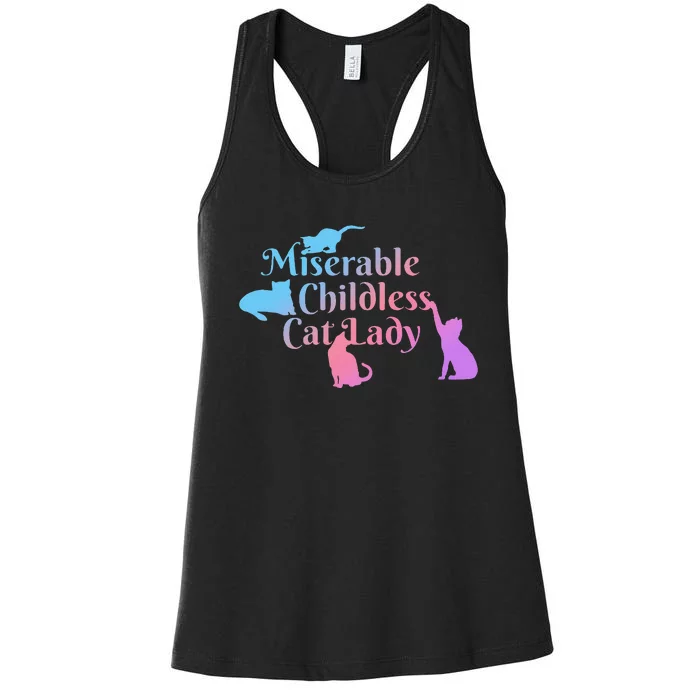 Miserable Childless Cat Lady Funny Women's Racerback Tank