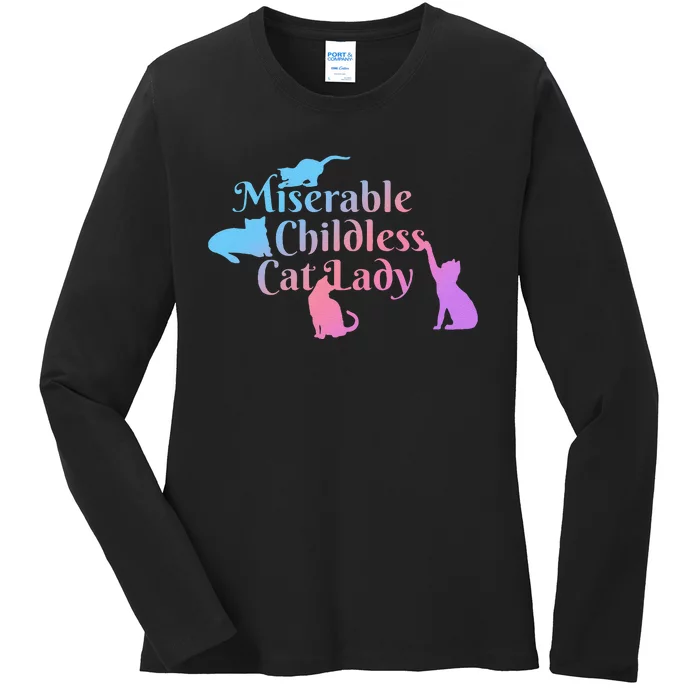 Miserable Childless Cat Lady Funny Ladies Long Sleeve Shirt