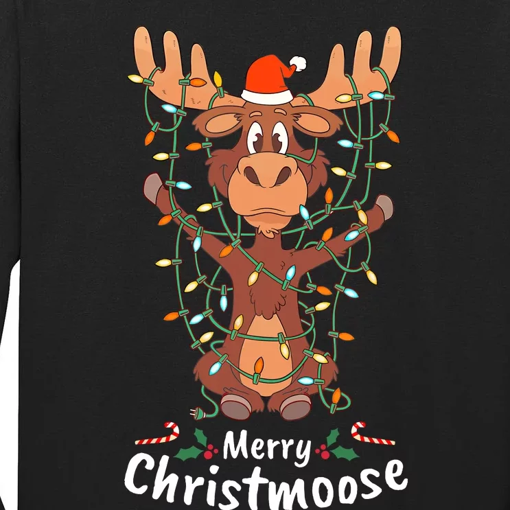 Merry Christmoose Christmas Moose Xmas Tree Lights Gifts Tall Long Sleeve T-Shirt