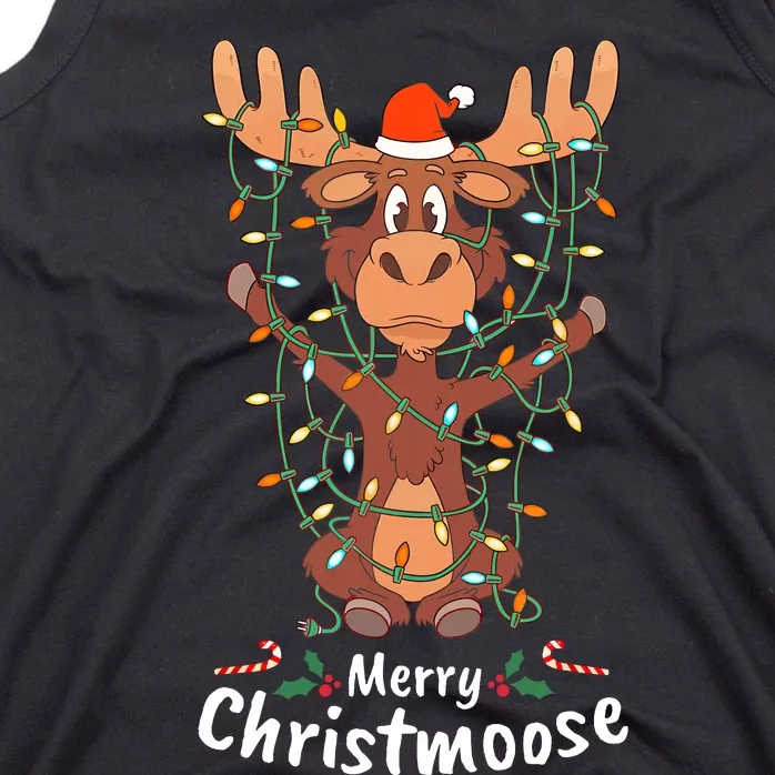 Merry Christmoose Christmas Moose Xmas Tree Lights Gifts Tank Top