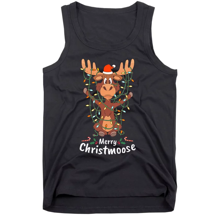 Merry Christmoose Christmas Moose Xmas Tree Lights Gifts Tank Top