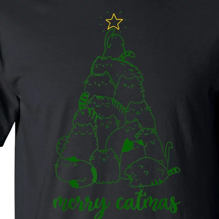 Merry Catmas Cat Christmas Tree S Girls Meowy Catmas Tall T-Shirt