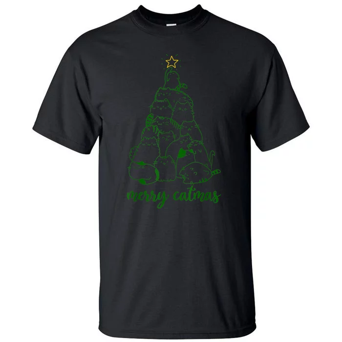 Merry Catmas Cat Christmas Tree S Girls Meowy Catmas Tall T-Shirt