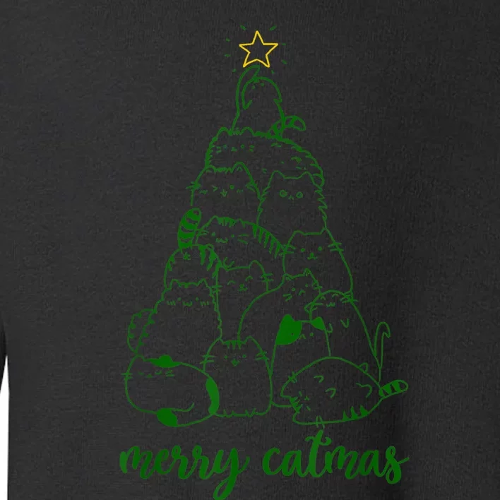 Merry Catmas Cat Christmas Tree S Girls Meowy Catmas Toddler Sweatshirt