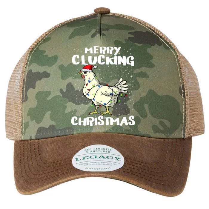 Merry Clucking Christmas Eve Pajama Funny Chicken Santa Pun Legacy Tie Dye Trucker Hat