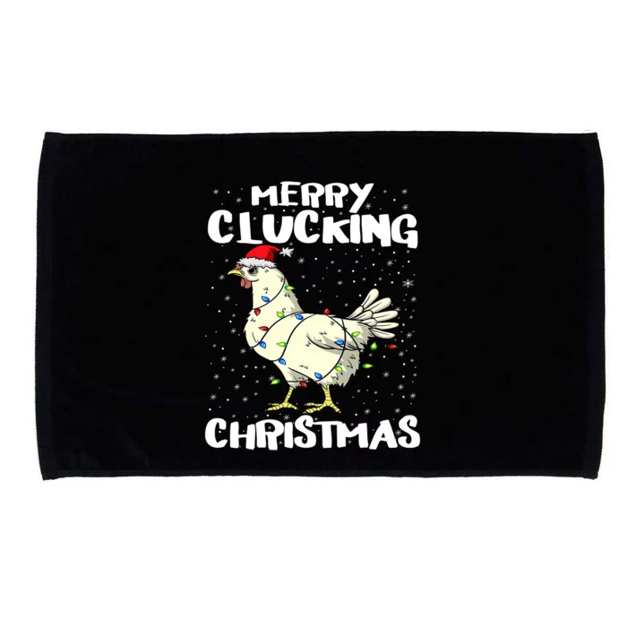 Merry Clucking Christmas Eve Pajama Funny Chicken Santa Pun Microfiber Hand Towel