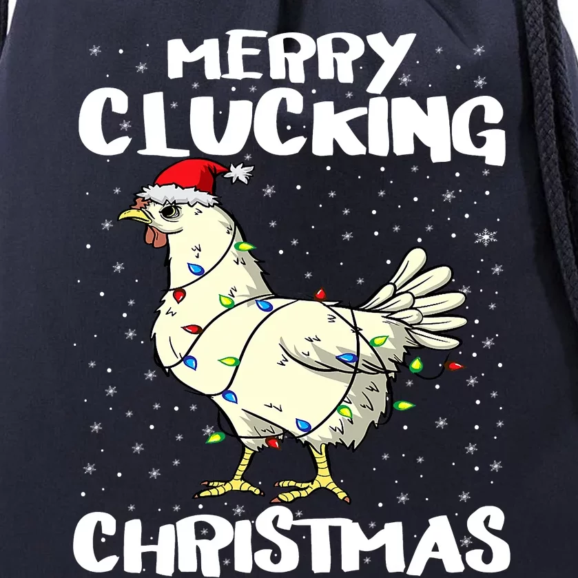 Merry Clucking Christmas Eve Pajama Funny Chicken Santa Pun Drawstring Bag