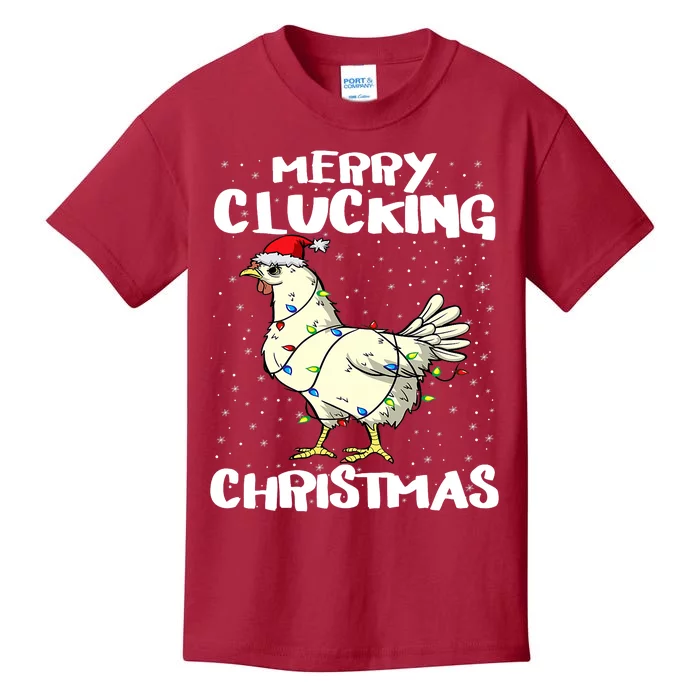 Merry Clucking Christmas Eve Pajama Funny Chicken Santa Pun Kids T-Shirt