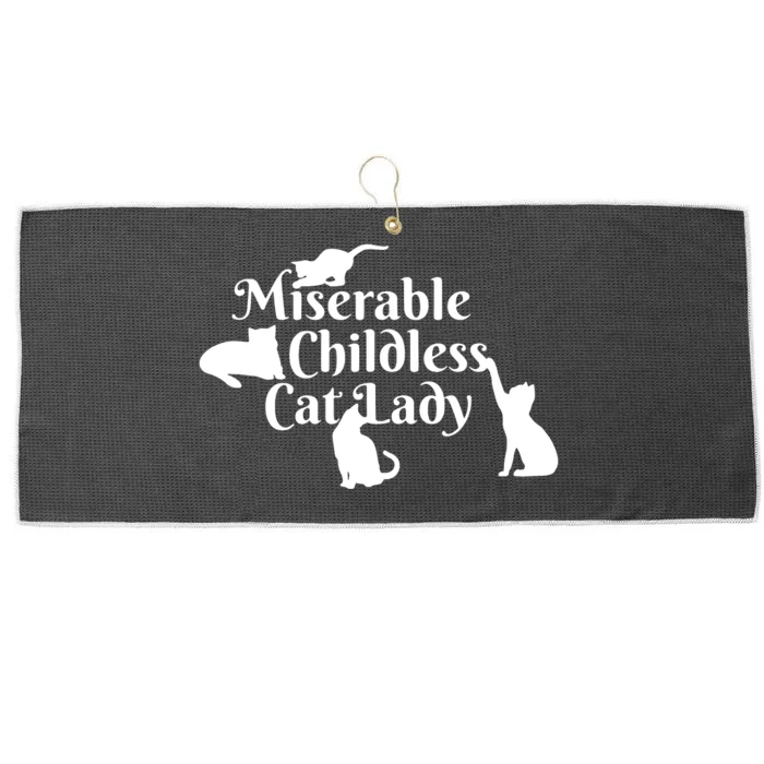 Miserable Childless Cat Lady Large Microfiber Waffle Golf Towel