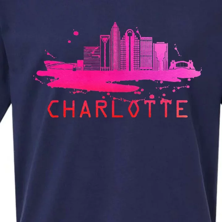 Modern Charlotte Cityscape Souvenir Charlotte Skyline Sueded Cloud Jersey T-Shirt