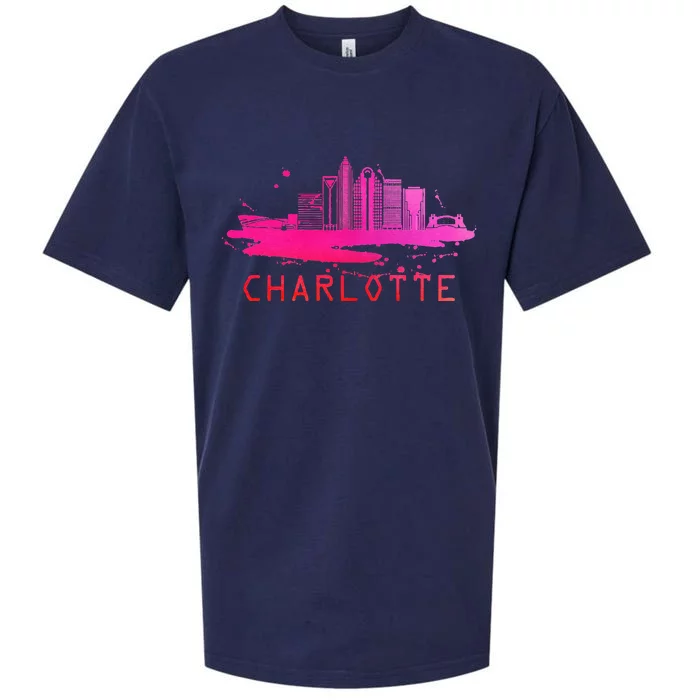 Modern Charlotte Cityscape Souvenir Charlotte Skyline Sueded Cloud Jersey T-Shirt