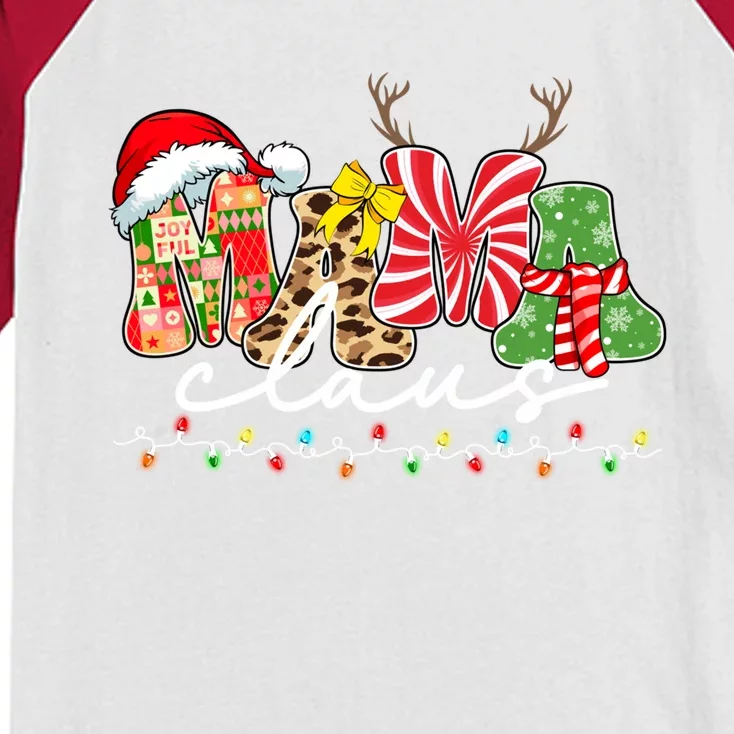 Mama Claus Christmas Lights Santa Pajama Family Matching Cool Gift Kids Colorblock Raglan Jersey