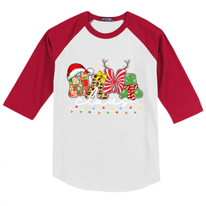 Mama Claus Christmas Lights Santa Pajama Family Matching Cool Gift Kids Colorblock Raglan Jersey