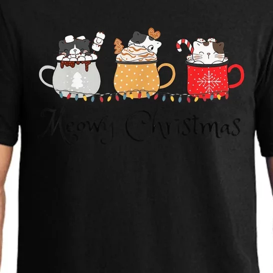 Meowy Catmas Cat Christmas Cute Kitten Cats Santa Hat Xmas Pajama Set