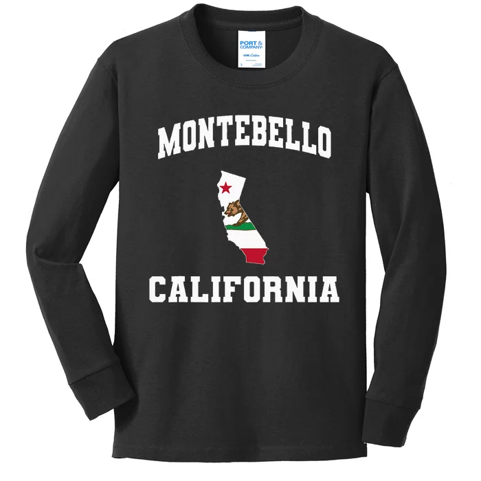 Montebello California Ca State Vintage Athletic Kids Long Sleeve Shirt