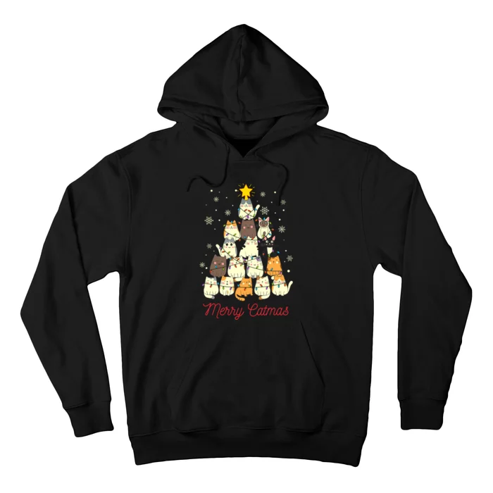 Merry Catmas Cat Christmas Tree Cat Lover Hoodie