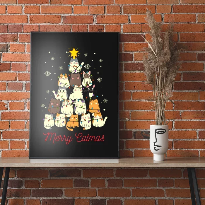 Merry Catmas Cat Christmas Tree Cat Lover Poster