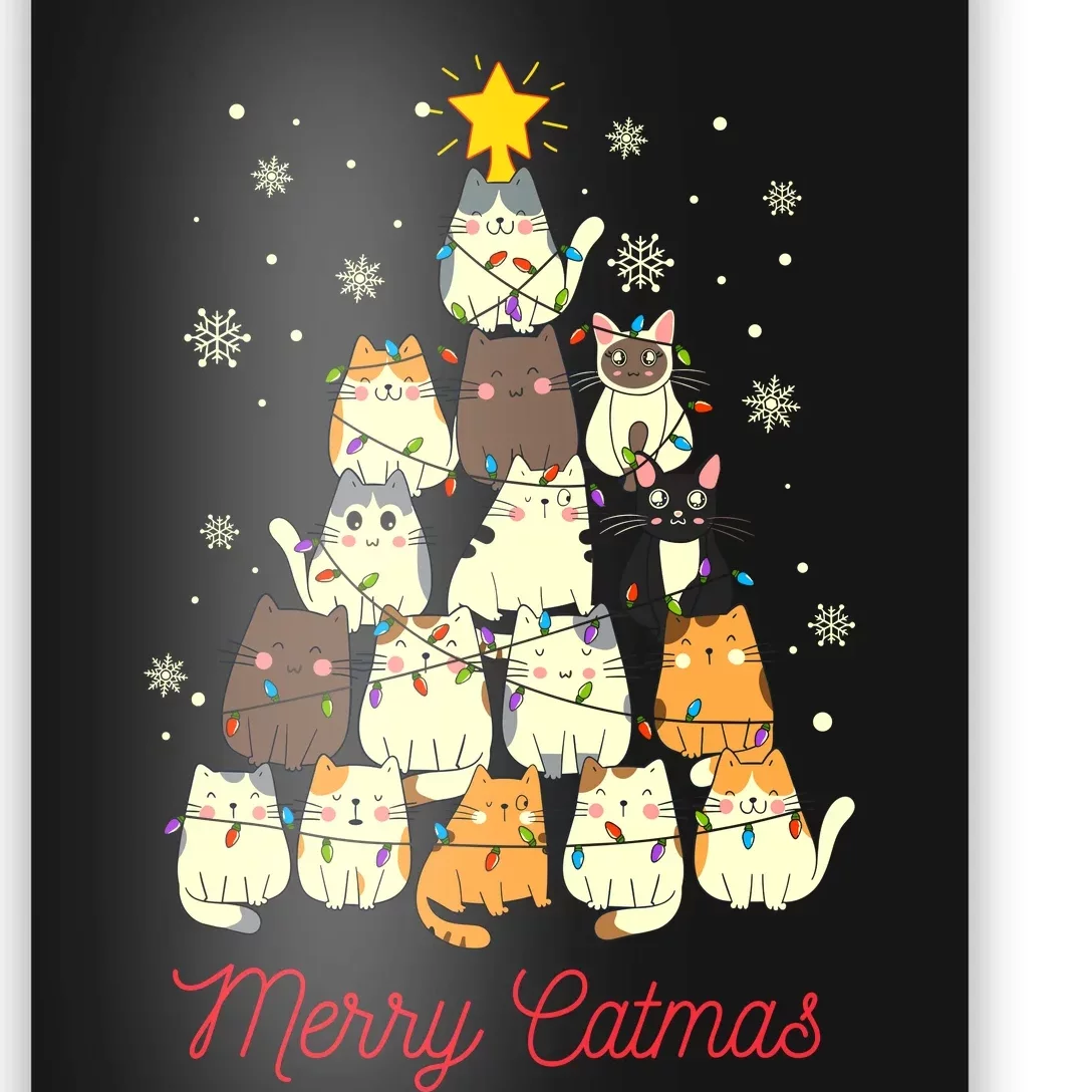 Merry Catmas Cat Christmas Tree Cat Lover Poster