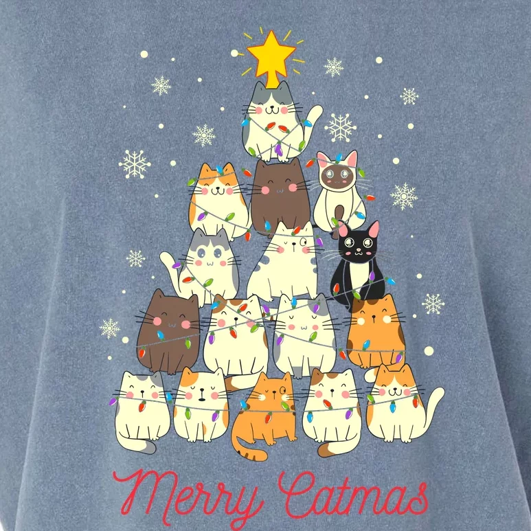 Merry Catmas Cat Christmas Tree Cat Lover Garment-Dyed Women's Muscle Tee