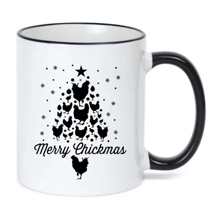 Merry Chickmas Christmas Chicken Tree Funny Poultry Gift Cool Gift Black Color Changing Mug