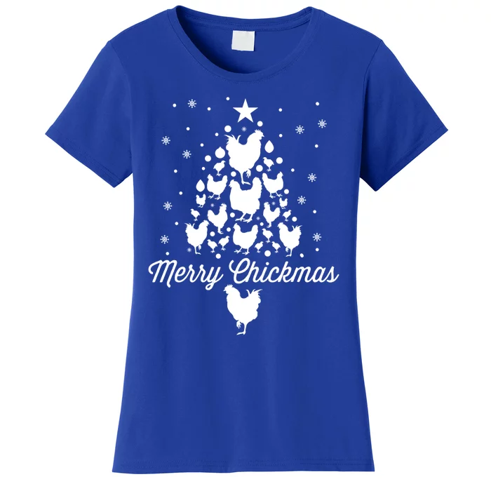 Merry Chickmas Christmas Chicken Tree Funny Poultry Gift Cool Gift Women's T-Shirt