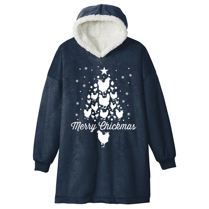 Merry Chickmas Christmas Chicken Tree Funny Poultry Gift Cool Gift Hooded Wearable Blanket