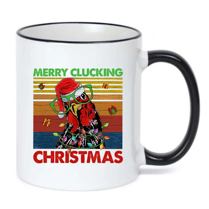 Merry Clucking Christmas Santa Chicken Hen Gift Black Color Changing Mug