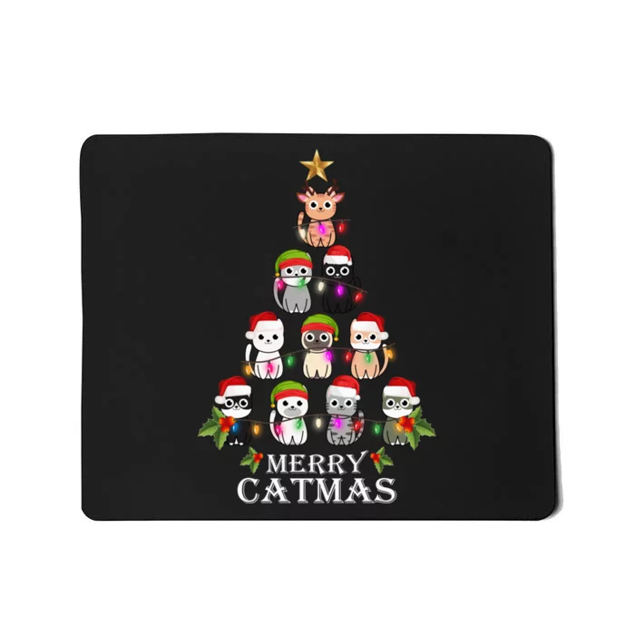 Merry Catmas Christmas Tree Cat Lover Mousepad