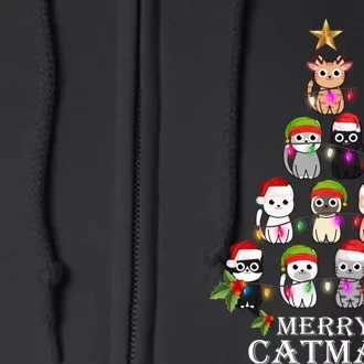 Merry Catmas Christmas Tree Cat Lover Full Zip Hoodie