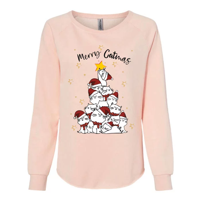 Merry Catmas Christmas Womens California Wash Sweatshirt