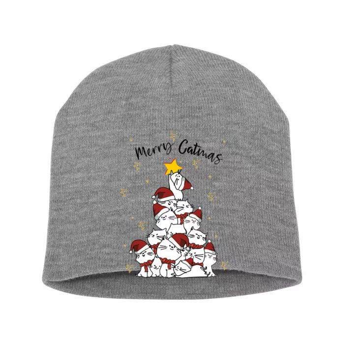 Merry Catmas Christmas Short Acrylic Beanie