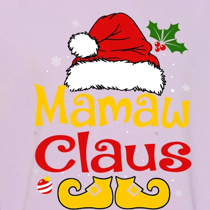 Mamaw Claus Cool Gift Santa Hat Matching Christmas Family Group Cool Gift Garment-Dyed Sweatshirt