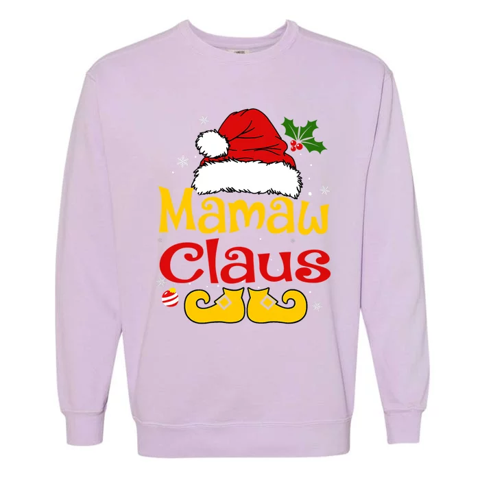 Mamaw Claus Cool Gift Santa Hat Matching Christmas Family Group Cool Gift Garment-Dyed Sweatshirt