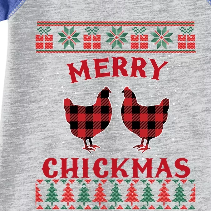 Merry Chickmas Christmas Chicken Ugly Christmas Sweater Great Gift Infant Baby Jersey Bodysuit