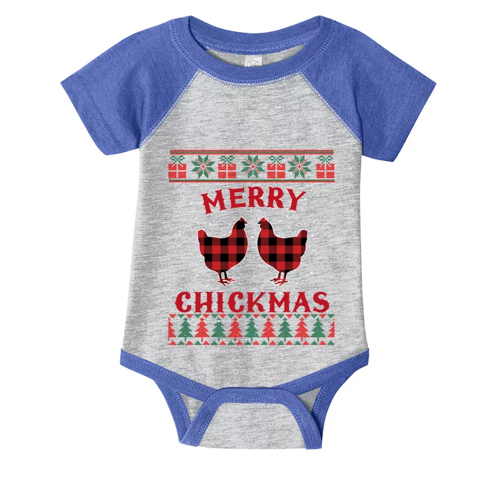 Merry Chickmas Christmas Chicken Ugly Christmas Sweater Great Gift Infant Baby Jersey Bodysuit