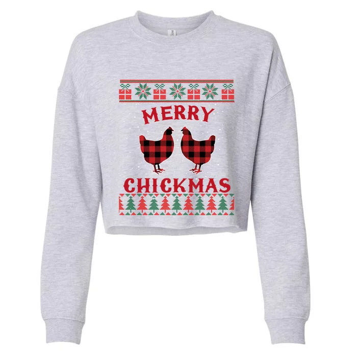 Merry Chickmas Christmas Chicken Ugly Christmas Sweater Great Gift Cropped Pullover Crew